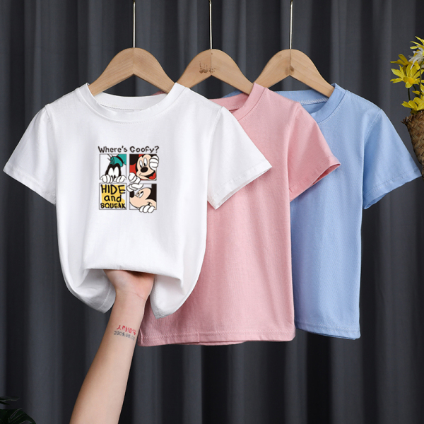 TT08#纯棉衣女童男童宝宝可爱夏季洋气卡通亲肤印花短袖T恤