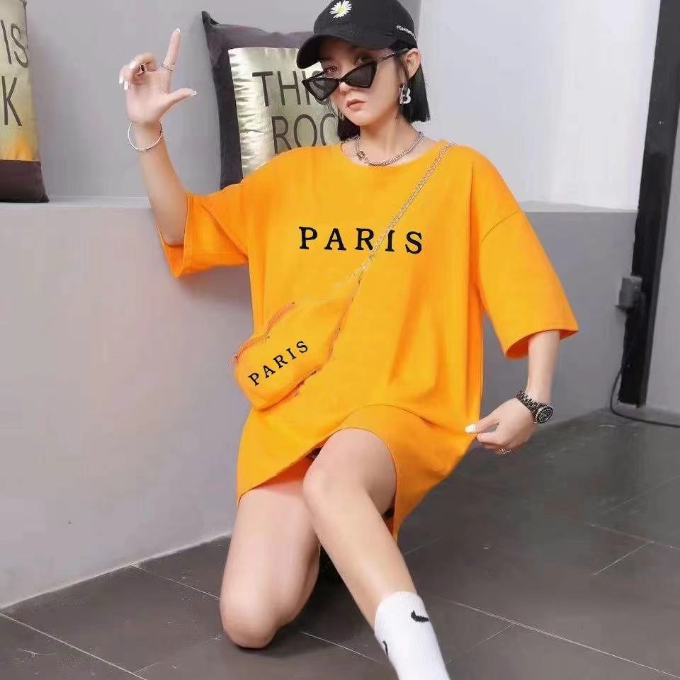 撞色字母短袖t恤女2021春夏新款韩版时尚宽松洋气打底衫内搭上衣