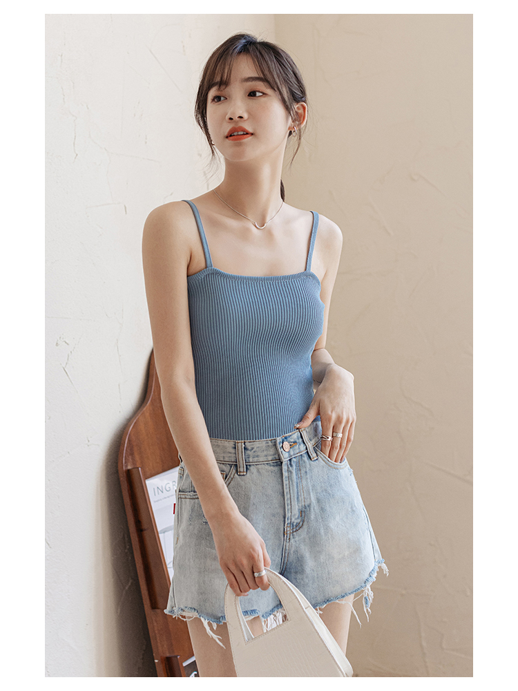 冰丝小吊带背心女夏短款修身显瘦性感紧身外穿内搭针织打底衫上衣