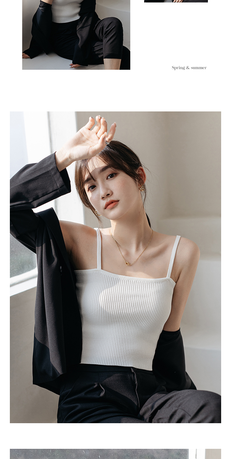 冰丝小吊带背心女夏短款修身显瘦性感紧身外穿内搭针织打底衫上衣