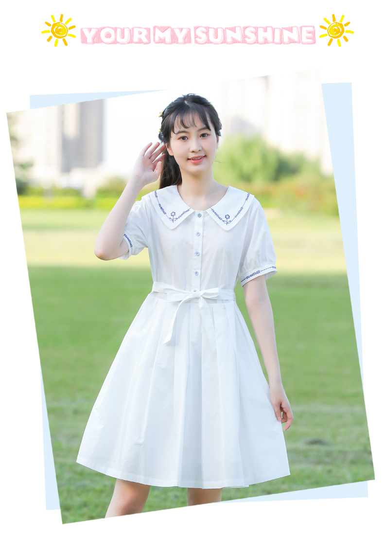 高中学生连衣裙少女夏装学院风12岁初中女生夏天裙子中长款小清新_ds