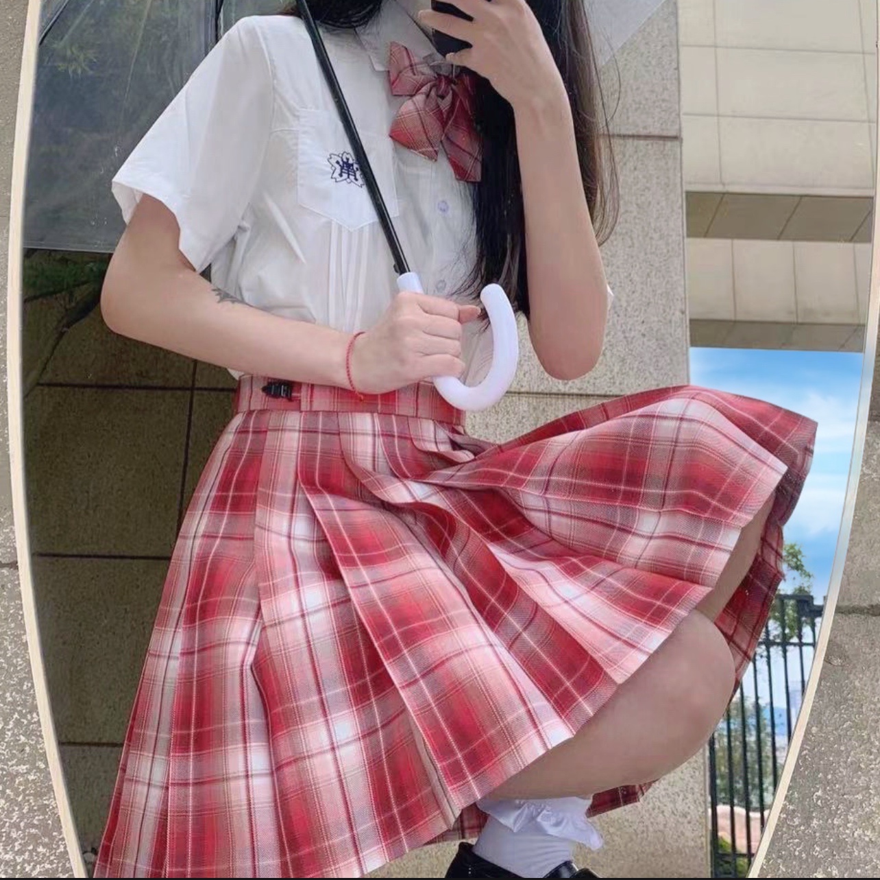 实拍现货 草莓可爱多格裙小岚&中jk套装学生装学院风