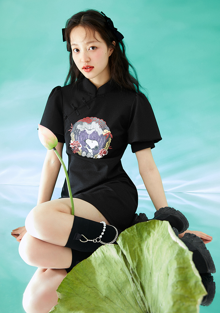 非实拍 乐町国风连衣裙春季新款2021女装盘扣旗袍连衣裙