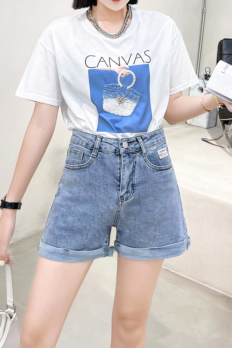 高腰牛仔短裤女超高腰显瘦夏季宽松2021年新款夏装薄款4色