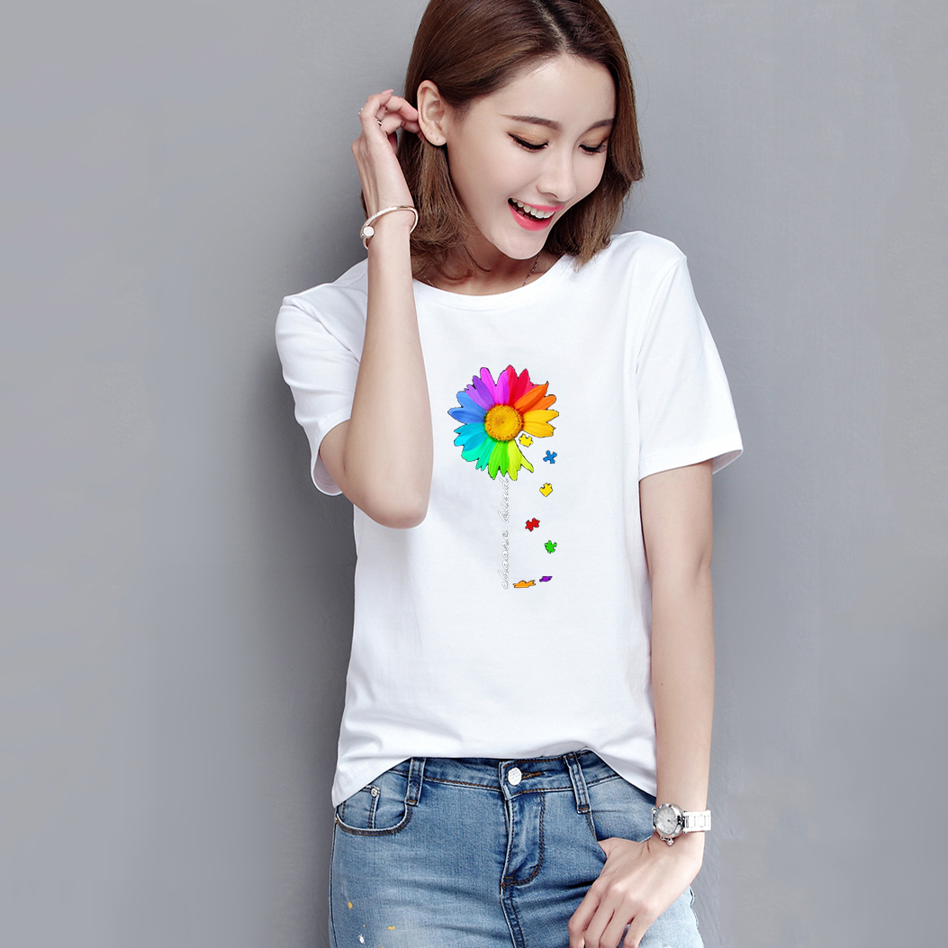 好面料情侣同款体恤上衣欧洲站印花短袖t恤女2021年新款女装宽松