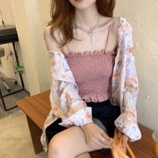 批发扎染<b class='q'>衬衫</b>女小众宽松2021新款夏季中长款洋气长袖防晒<b class='q'>衬衣</b>外套上衣
