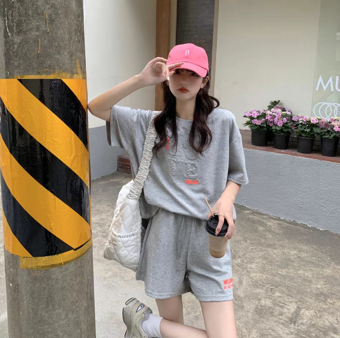 实拍6535棉套装女夏网红ins米奇短袖短裤学生宽松运动休闲两件套