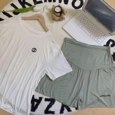 批发实拍<b class='q'>莫代尔</b>舒适宽松短袖短裤孕妇套装夏季五分裙裤家居服月子服