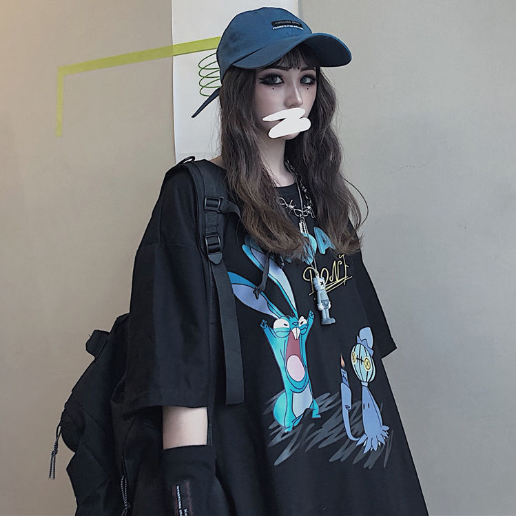 100纯棉女装ins短袖t恤2021宽松韩版丧系嘻哈百搭mschf上衣服潮