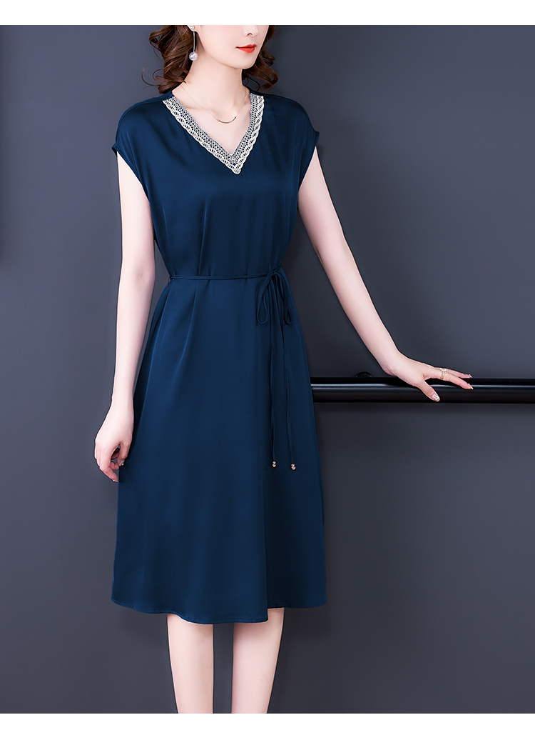 真丝连衣裙女2021新款夏季高档杭州品牌桑蚕丝中长裙子妈妈装显瘦