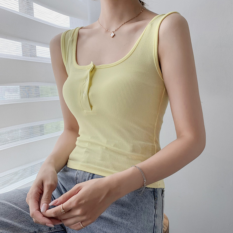 实拍#螺纹打底吊带背心女西装内搭夏季设计感小众锁骨无袖上衣女