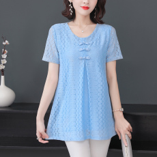 夏季显瘦妈妈装气质显瘦复古盘扣洋气小衫短袖上衣女