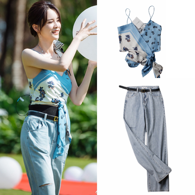妻子的浪漫旅行张馨月同款丝巾吊带设计感小众外穿女夏季绑带上衣
