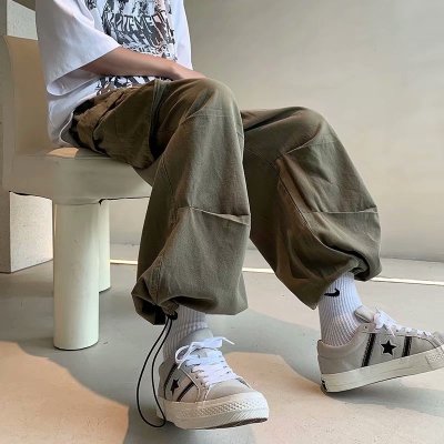 网图夏季男快手网红同款潮流运动男士短袖男修身束脚九分裤男