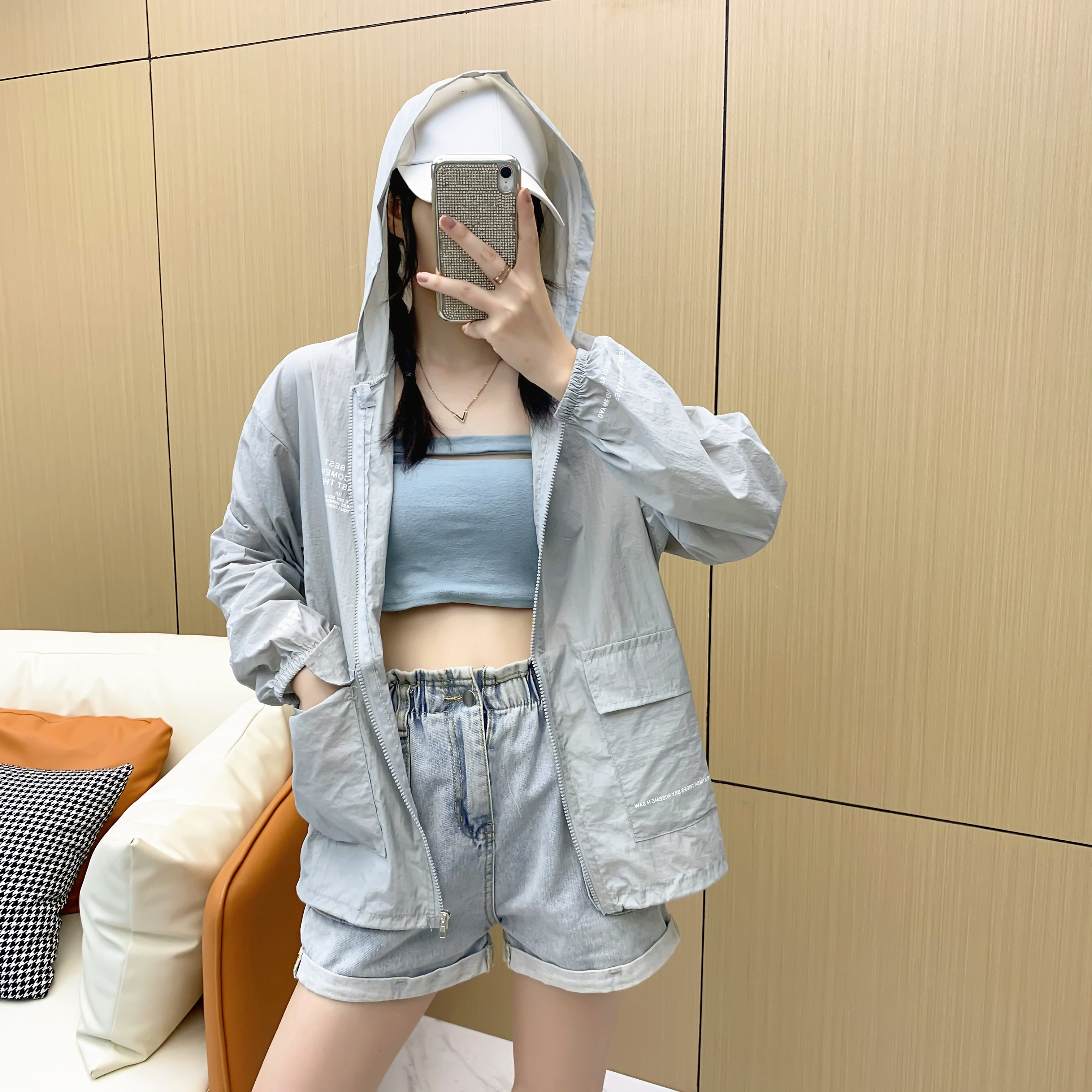 防晒衣女2021新款夏季女士短外套开衫防紫外线透气罩衫防晒服薄款