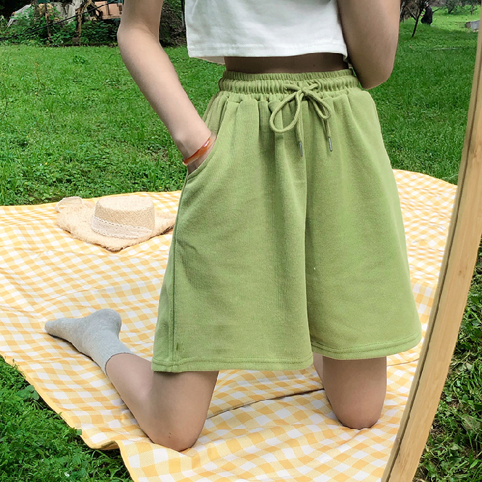 6535鱼鳞运动短裤女夏季薄款2021新款高腰宽松阔腿休闲