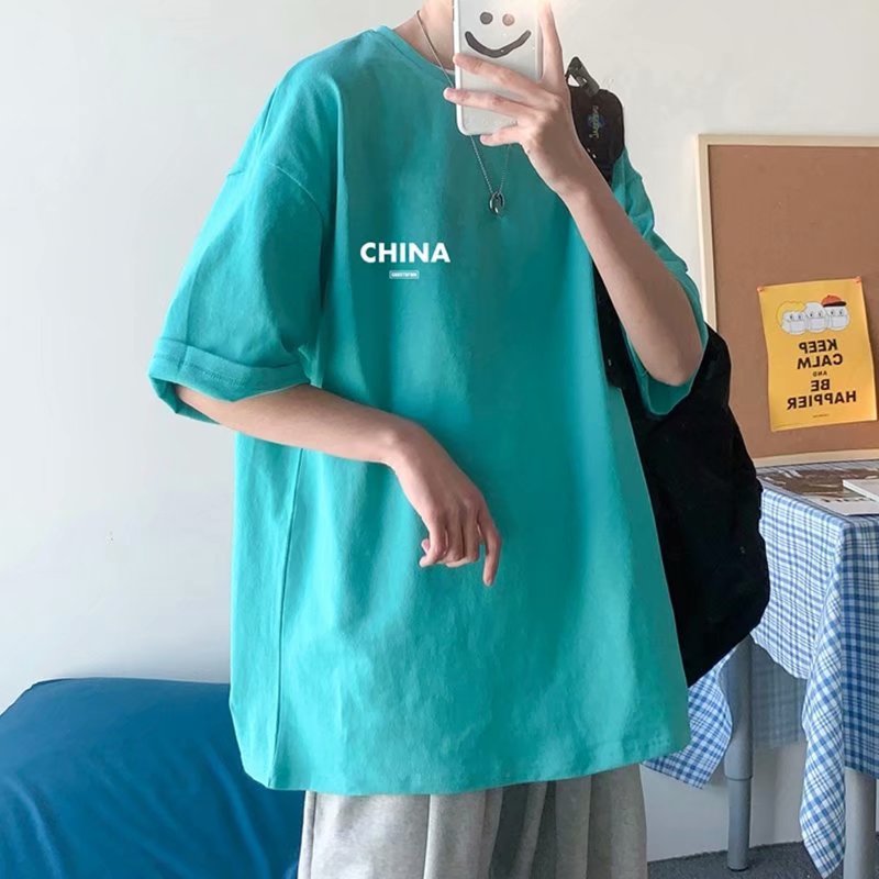 网图短袖t恤男潮牌潮流衣服ins港风夏季宽松半袖简约百搭男生体恤