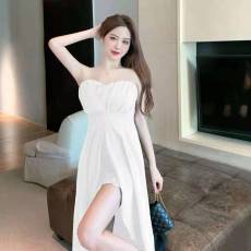 批发实拍新款气质公主风时尚钩花裹胸前短后长宴会<b class='q'>礼服</b>连衣裙<b class='q'>伴娘</b>长裙