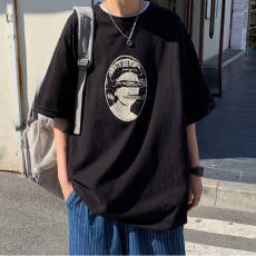 批发100%纯棉短袖T恤男五分袖宽松韩版港风<b class='q'>简约</b>文艺<b class='q'>欧美</b>ins风潮流潮牌