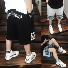 批发<b class='q'>儿童</b>装男童夏装宽松显瘦嘻哈街舞服装梵文字母印花运动裤纯棉短裤