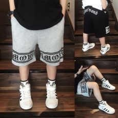 批发儿童装男童夏装宽松显瘦嘻哈<b class='q'>街舞</b><b class='q'>服装</b>梵文字母印花运动裤纯棉短裤