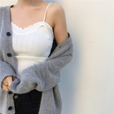 批发2021时尚<b class='q'>夏</b>季新款韩版花边吊带背心女内搭修身洋气针织小吊带纯色