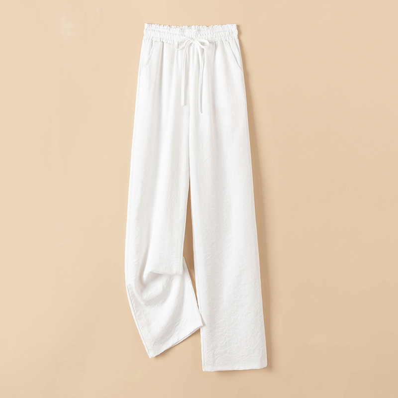 白色棉麻阔腿裤女2021新款高腰显瘦垂感直筒裤宽松休闲裤亚麻长裤
