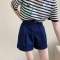 韩国2021夏季新品 圆领拼色假口袋条纹冰丝针织衫女短袖亚麻上衣轮播图4