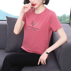 批发大码纯棉T恤<b class='q'>女</b>夏季2026新款减龄显瘦中年妈妈短袖宽松薄款上衣