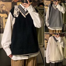 批发网图毛衣马甲男韩版潮流个性背心内搭打底坎肩秋<b class='q'>冬</b>马夹保暖无袖
