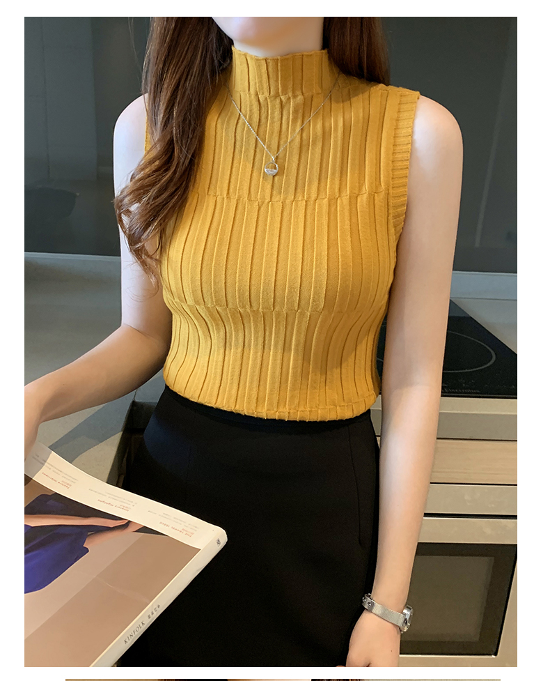 打底衫女夏季洋气修身半高领无袖针织衫薄款上衣内搭套头毛衣外穿