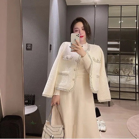 小香风外套ins女秋冬新款2021洋气短款小个子名媛气质水貂绒欧式