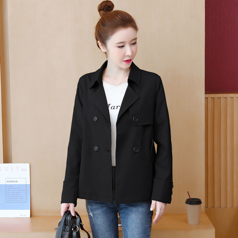 实拍2021小风衣女短款宽松英伦风小个子春秋装外套显高