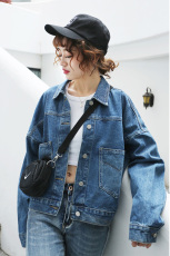 新款韩版宽松休闲复古蓝色女装外套