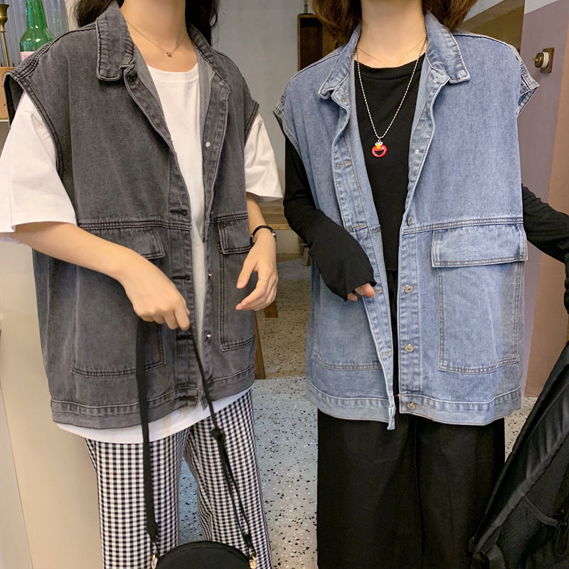 牛仔马甲女夏季薄款外穿韩版宽松百搭无袖马夹坎肩工装外套ins潮