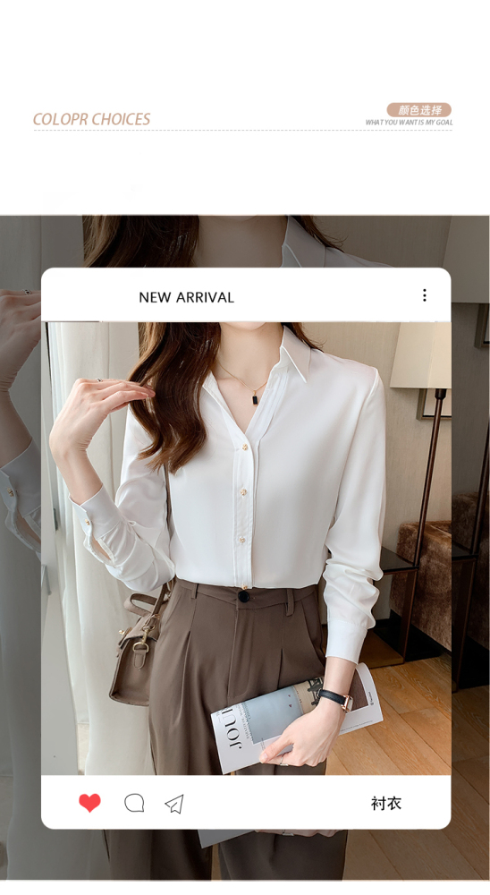实拍缎面衬衫女春宽松长袖气质垂直感衬衣金属扣时尚显瘦雪纺衫 凯莉服饰 批发货源 搜款网