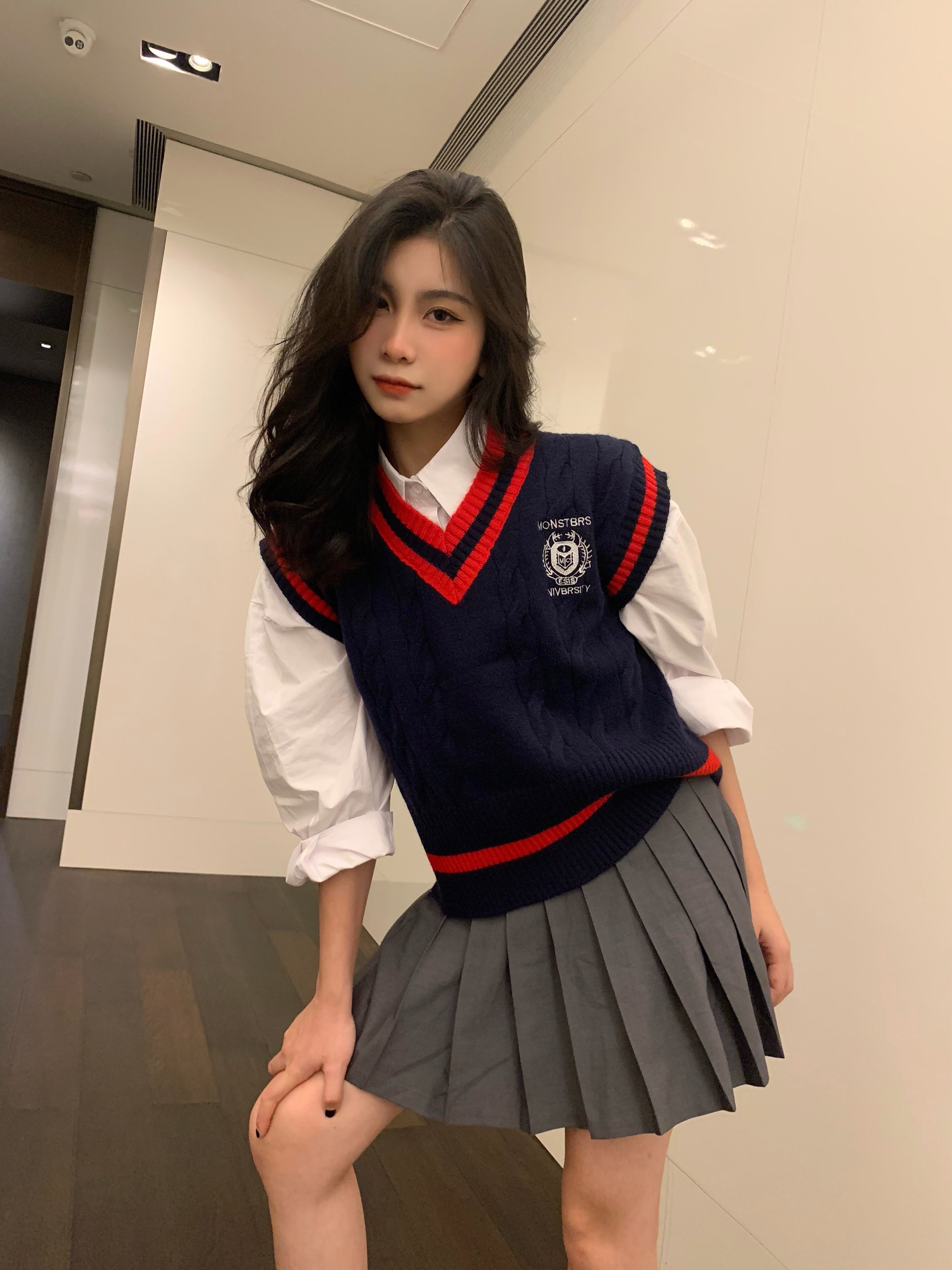 实拍实价 学院风毛衣女春秋外穿韩版学生洋气针织上衣马甲背心女
