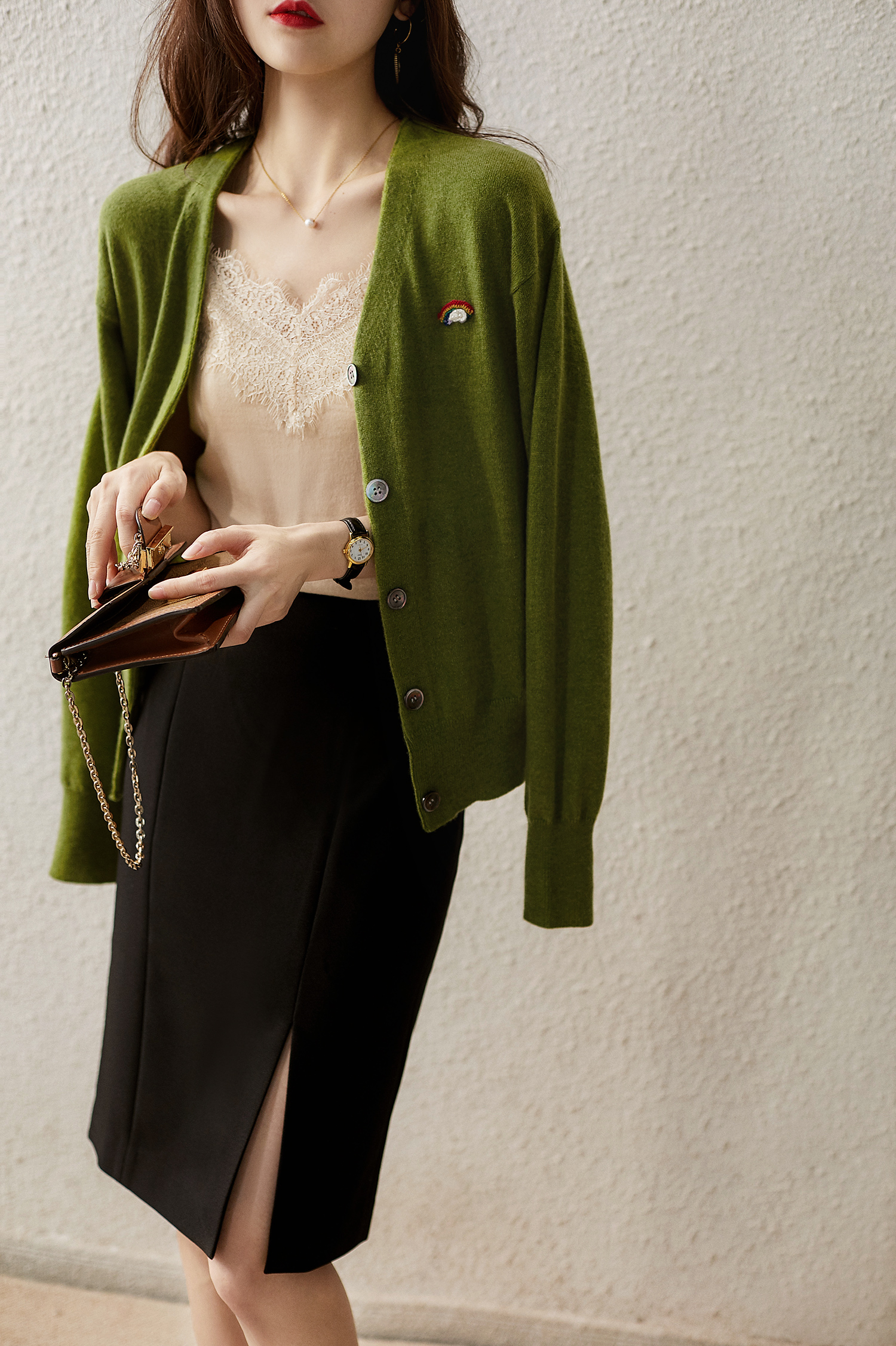 2021秋季新款减龄宽松全羊绒针织开衫外套女新款女装气质外搭毛衣