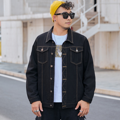 时尚韩版大码男装牛仔夹克加肥加大牛仔外套男潮胖衫宽松胖子上衣