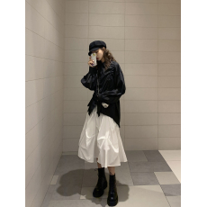 批发DDGIRL日系春秋裙山本风不规则褶皱半身裙高腰宽松A字遮胯<b class='q'>显瘦</b>裙