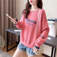 批发实拍棉质大码女装春秋薄长袖卫衣女韩版宽松显瘦设计感<b class='q'>上衣</b>网红