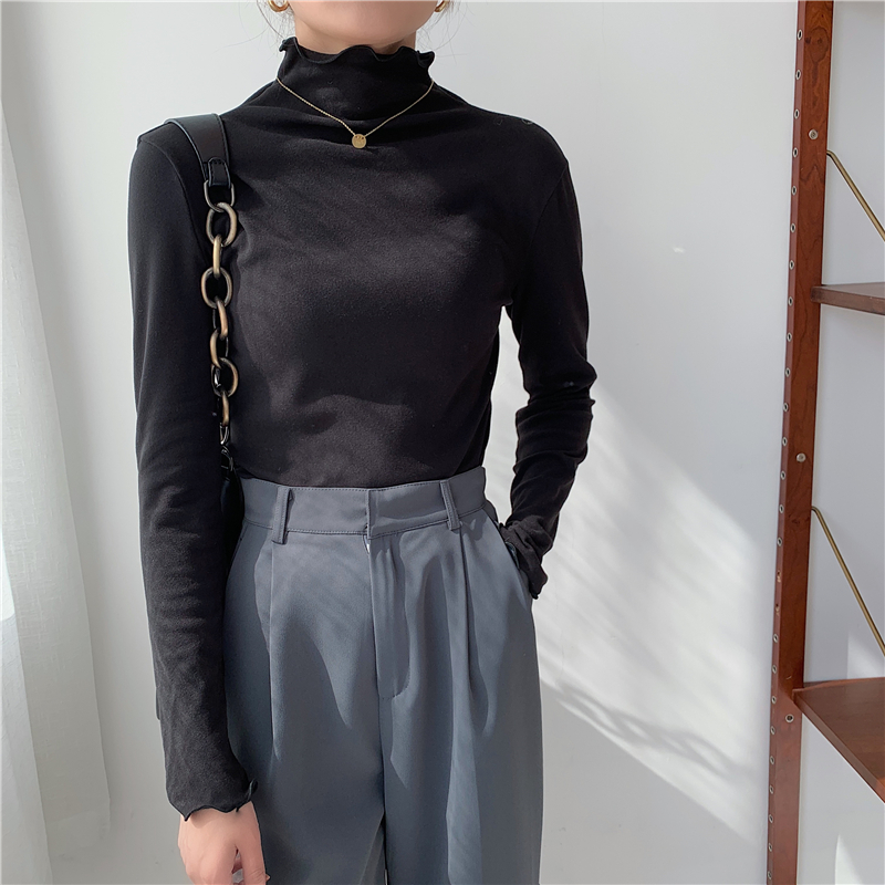 ~Non réduit~Col semi-haut de style printemps 2024 avec bordure champignon noire, base chaude épaissie en velours allemand double face_voghion.com