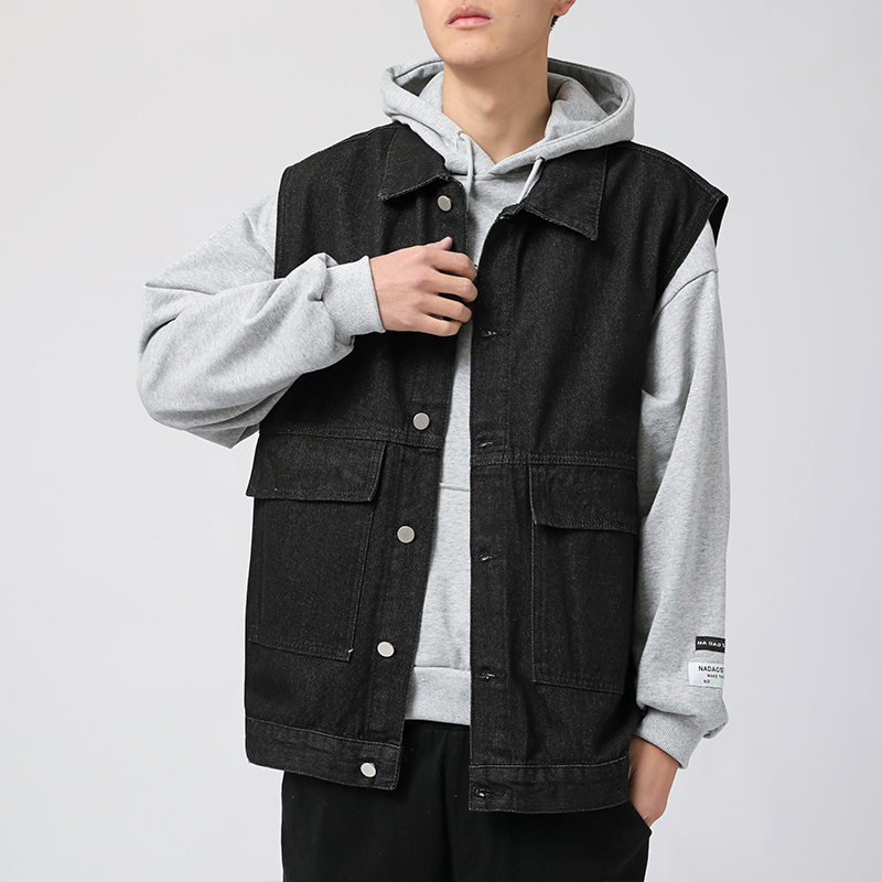 牛仔马甲男ins潮牌港风无袖坎肩背心外穿宽松夹克外套