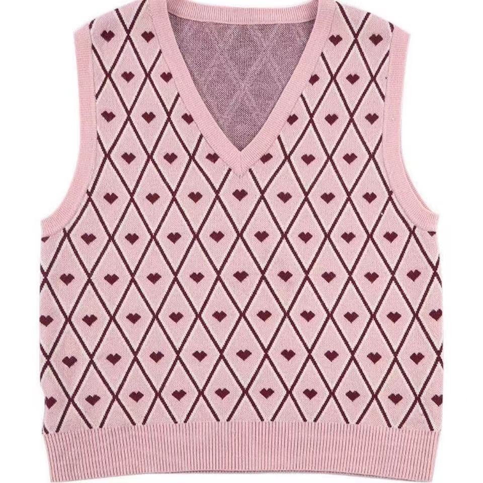 2021秋季新款潮流学院风v领外搭毛衣背心针织无袖马甲紧身女潮