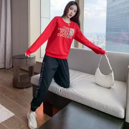 Real shot large size suit female 2021 autumn new temperament leisure high-end foreign style cover the flesh to show thin and fat mm two-piece suit