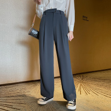 批发*好质量*垂感西装阔腿裤<b class='q'>女</b>春秋2026新款小个子黑色高级感窄版直筒