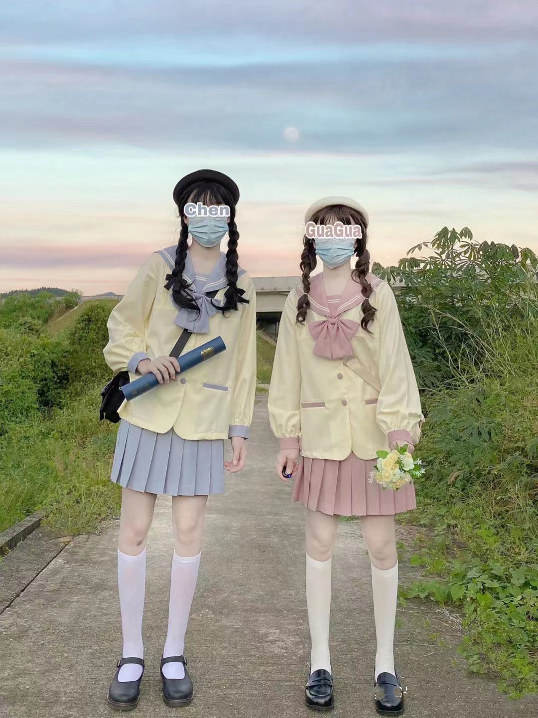 小瑾原创正统羊羊幼稚园甜美粉色可爱双子jk制服日系正品秋季套装