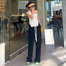 批发65米呢#休闲<b class='q'>裤</b>女<b class='q'>装</b>薄款宽松高腰直筒垂感拖地长<b class='q'>裤</b>ins潮阔腿<b class='q'>裤</b>子