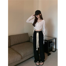 批发65米呢#休闲拖地长<b class='q'>裤</b>女秋季显瘦直筒阔腿<b class='q'>裤</b><b class='q'>宽松</b>运动高腰<b class='q'>裤</b>子潮