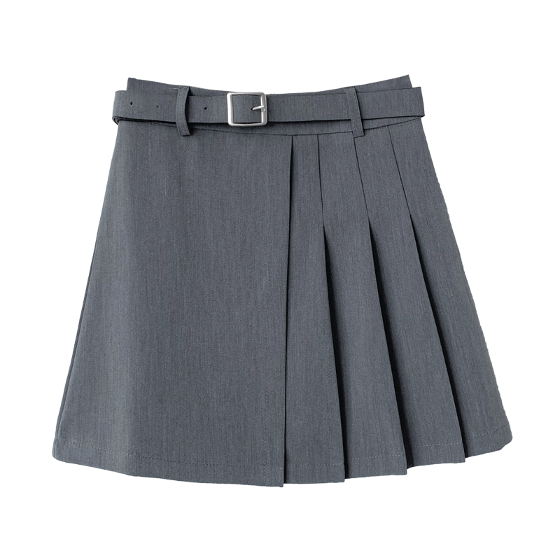 高腰不规则百褶短裙显瘦百搭半身裙 2021秋季新款 送皮带